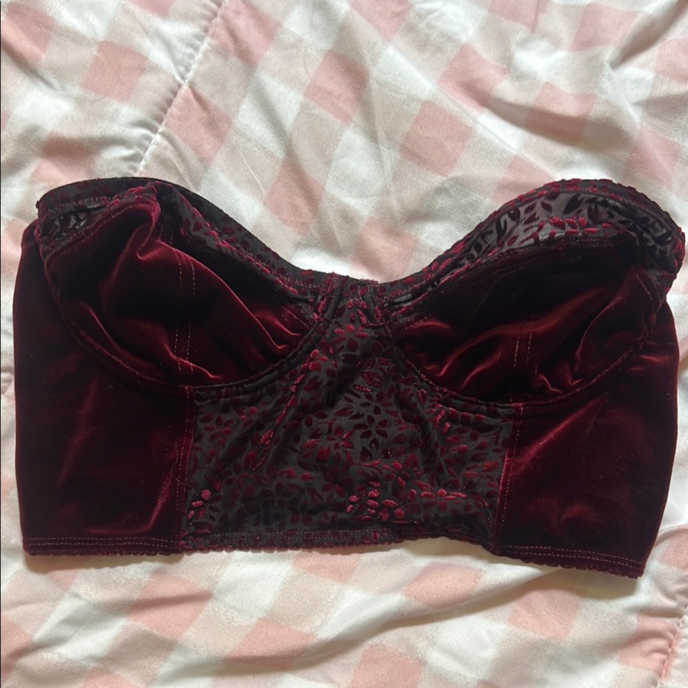 Burgundy Gothic Strapless Top